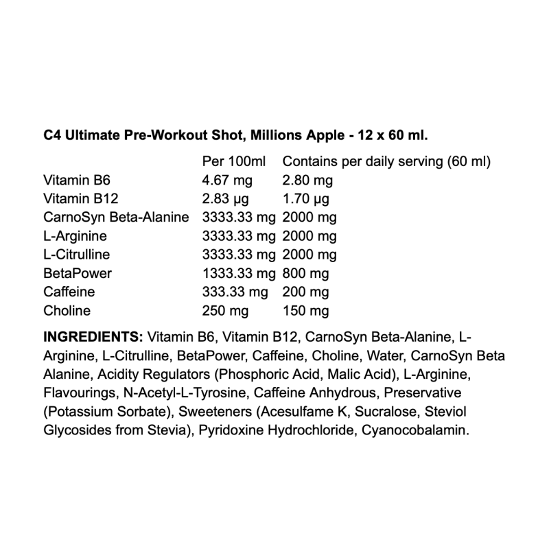 Cellucor C4 Ultimate Pre-Workout Shot – Énergie explosive et performance maximale I FITQUEEN