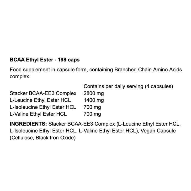 Stacker2 Europe BCAA Ethyl Ester – BCAA en gélules à absorption améliorée pour performance et récupération I FITQUEEN