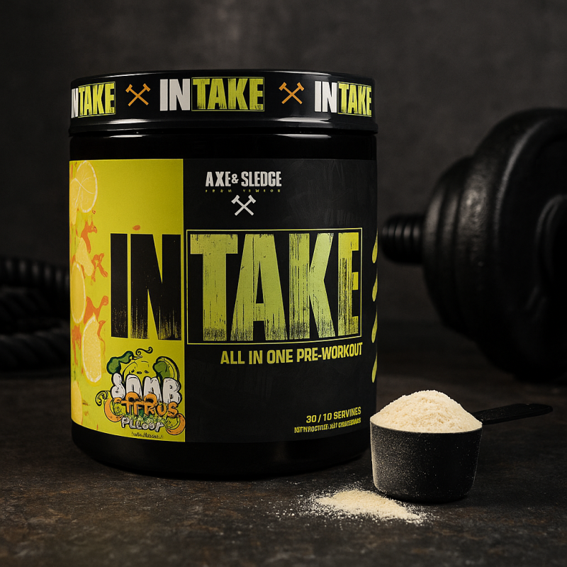 Axe & Sledge Intake All in One Pre-Workout – Booster complet énergie, endurance et focus I FITQUEEN Axe & Sledge Intake All in One Pre-Workout – Booster complet énergie, endurance et focus I FITQUEEN