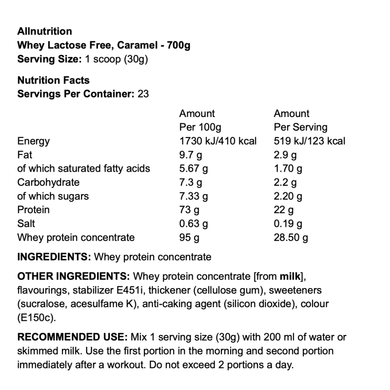 Allnutrition Whey Lactose Free