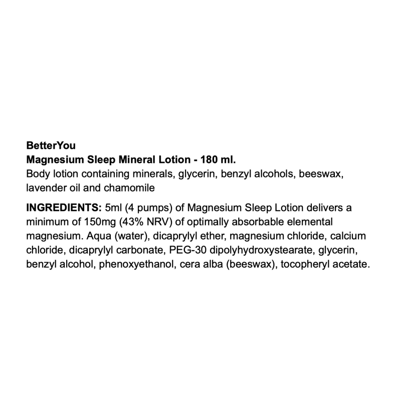 BetterYou Magnesium Sleep Mineral Lotion