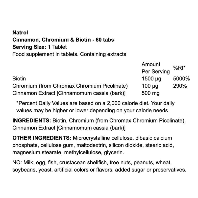 Natrol Cinnamon, Chromium & Biotin