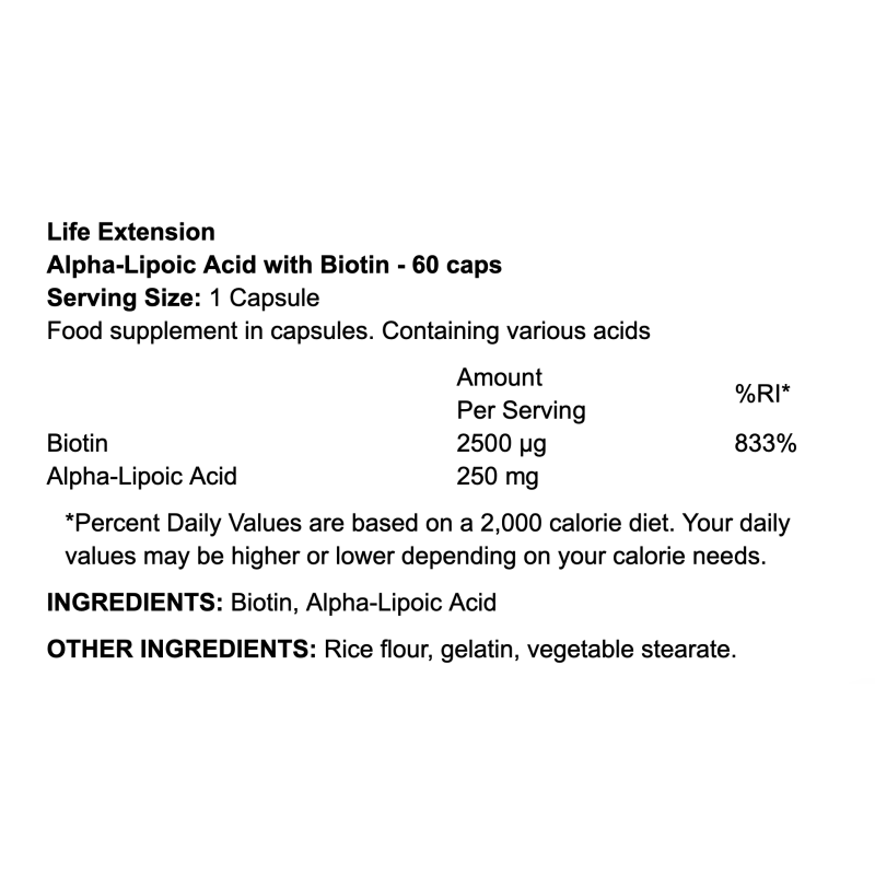 Life Extension Alpha-Lipoic Acid with Biotin
