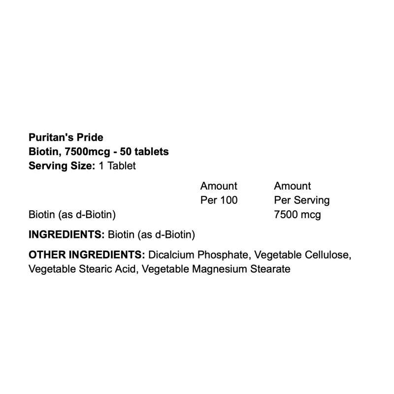 Puritan's Pride Biotin – Santé des cheveux, peau et ongles Fitqueen