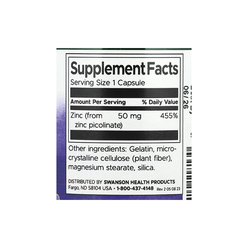 Swanson Zinc Picolinate Body Preferred Form 50mg