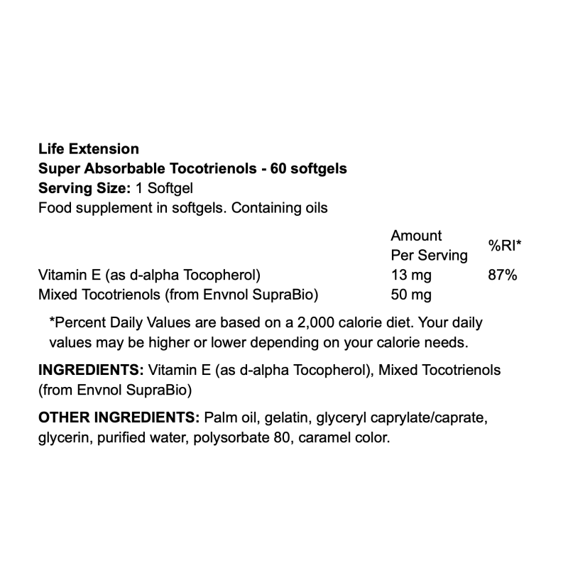Life Extension Super Absorbable Tocotrienols