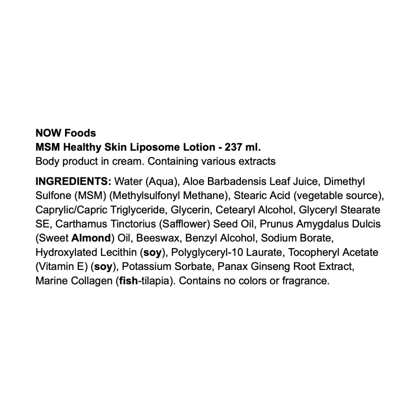 NOW Foods MSM Healthy Skin Liposome Lotion