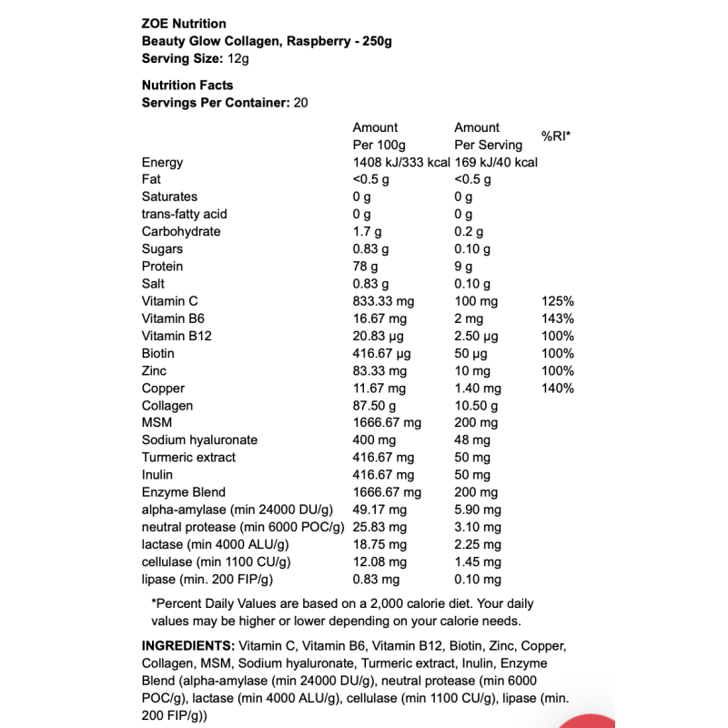 ZOE Nutrition Beauty Glow Collagen