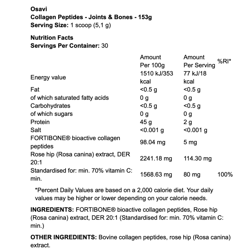 FitQueen Osavi Collagen Joints & Bones – Articulations & Densité Osseuse – 153g