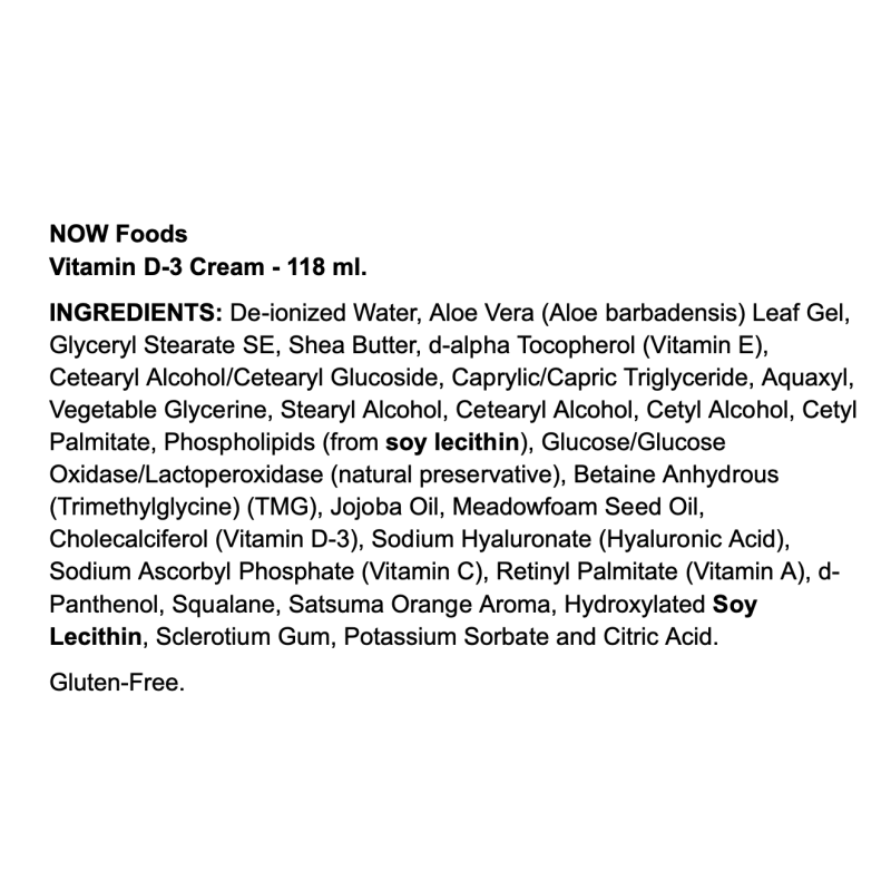 NOW Foods Vitamin D3 Cream