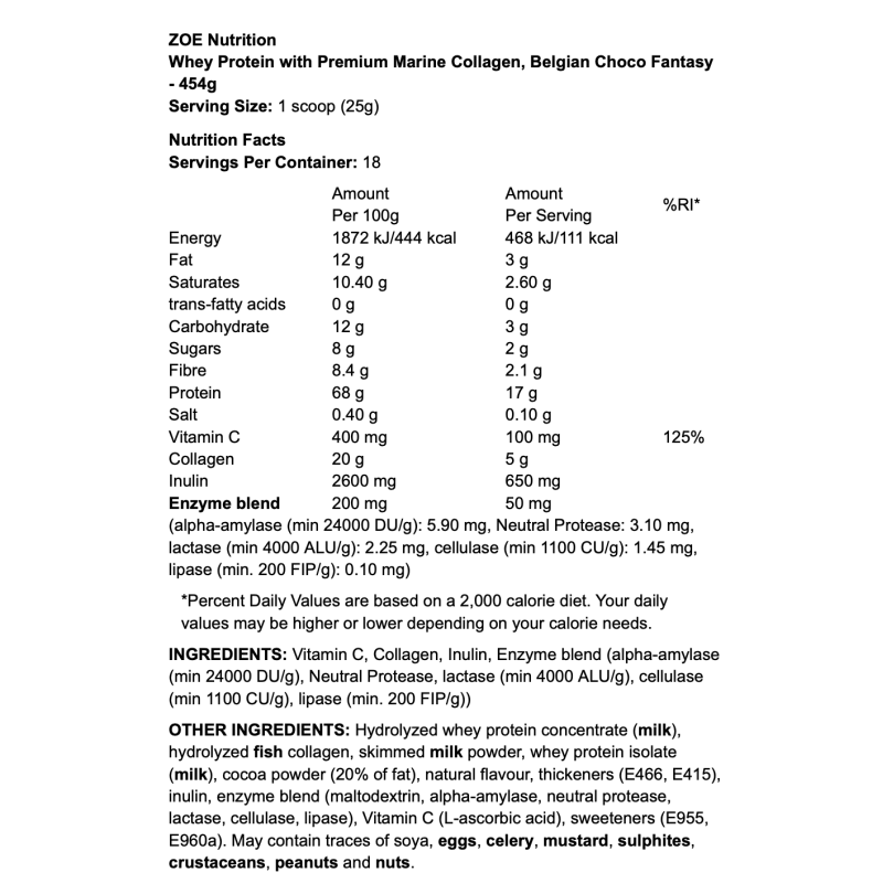 ZOE Nutrition Whey Protein with Premium Marine Collagen